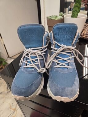 P448 Blue Suede and Canvas High-Top Sneakers